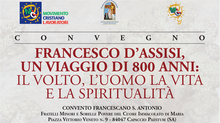 Convegno "Francesco d&rsquo;Assisi, un viaggio di 800 anni" – Capaccio Paestum, 18 aprile 2026